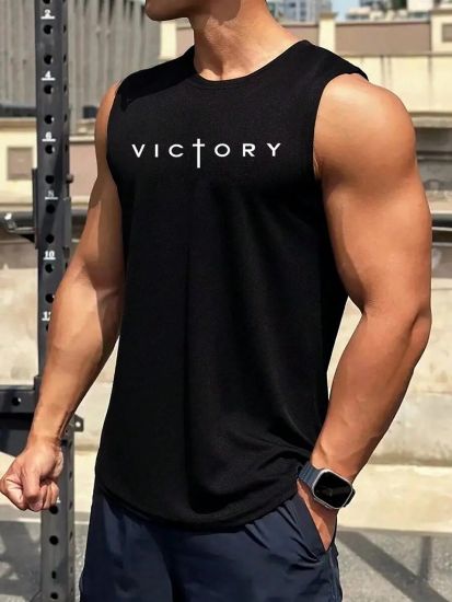 Erkek Sıfır Kol Victory Baskılı Süprem Bluz resmi
